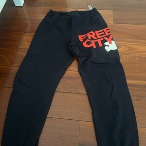 Freecity Black and Red Track Pants